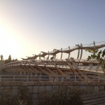 Pipe Bridge, shaded on one side, across Nahal Beersheva.